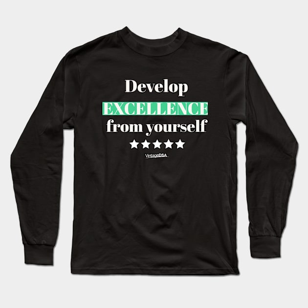 Develop excellence from yourself white-mint typography Long Sleeve T-Shirt by VintageDSA